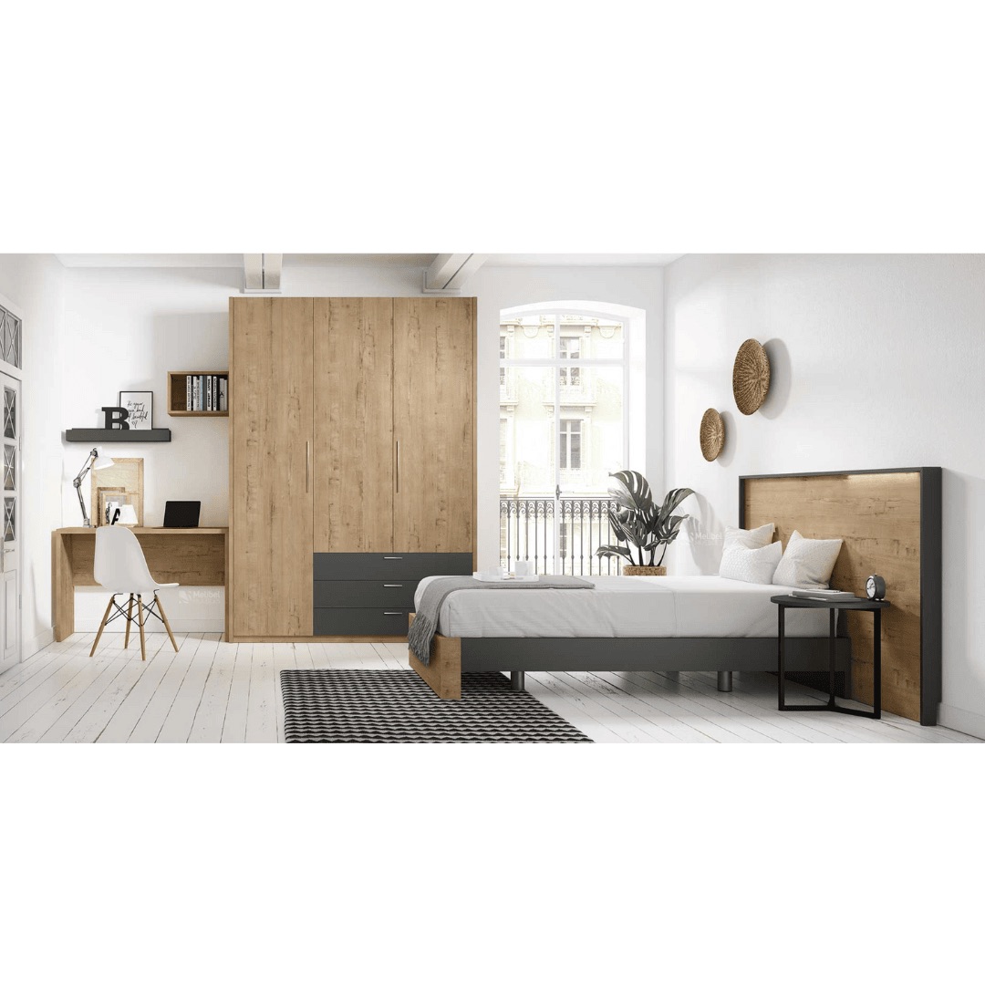 Dormitorio completo estilo industrial con armario y escritorio- 14 Balance