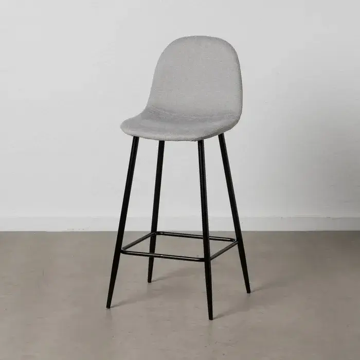 taburete alto tapizado gris
