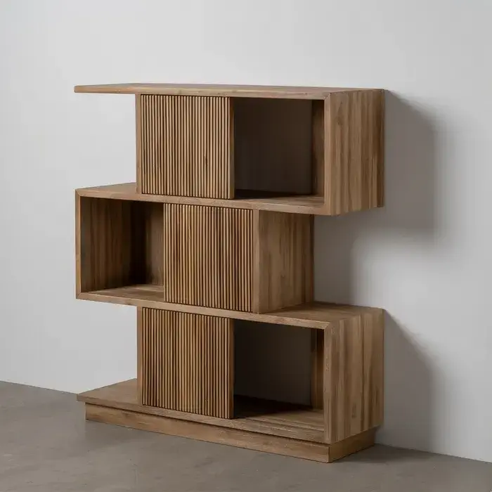 mueble auxiliar asimétrico natural madera mindi