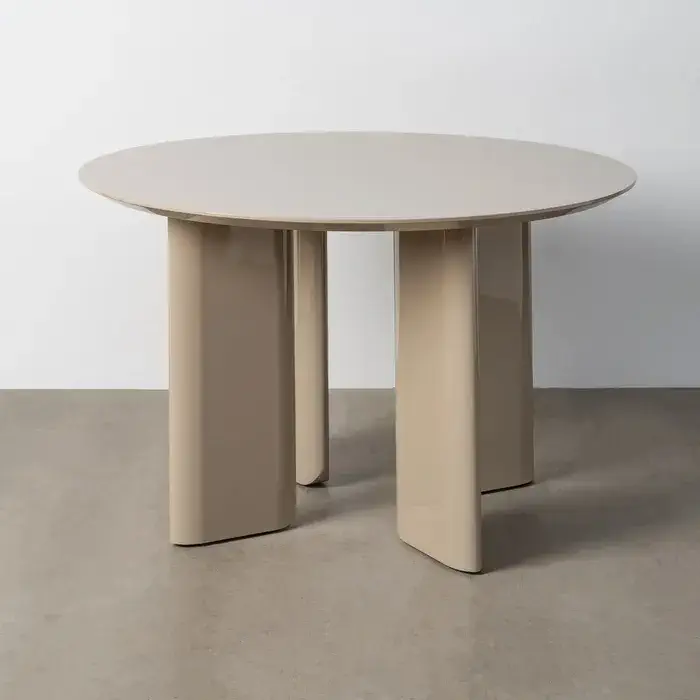 Mesa comedor redonda brillo taupe