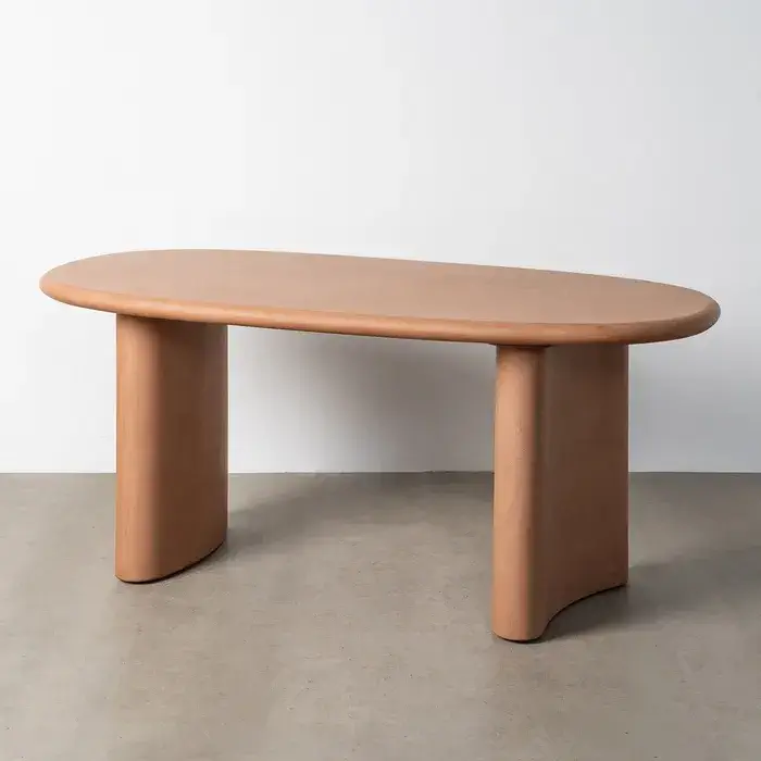 Mesa comedor microcemento color teja